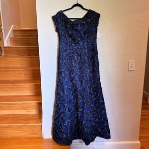 B Michael Navy Sequin Rose Gown Dress Size‎ 14 NEW WITH TAG